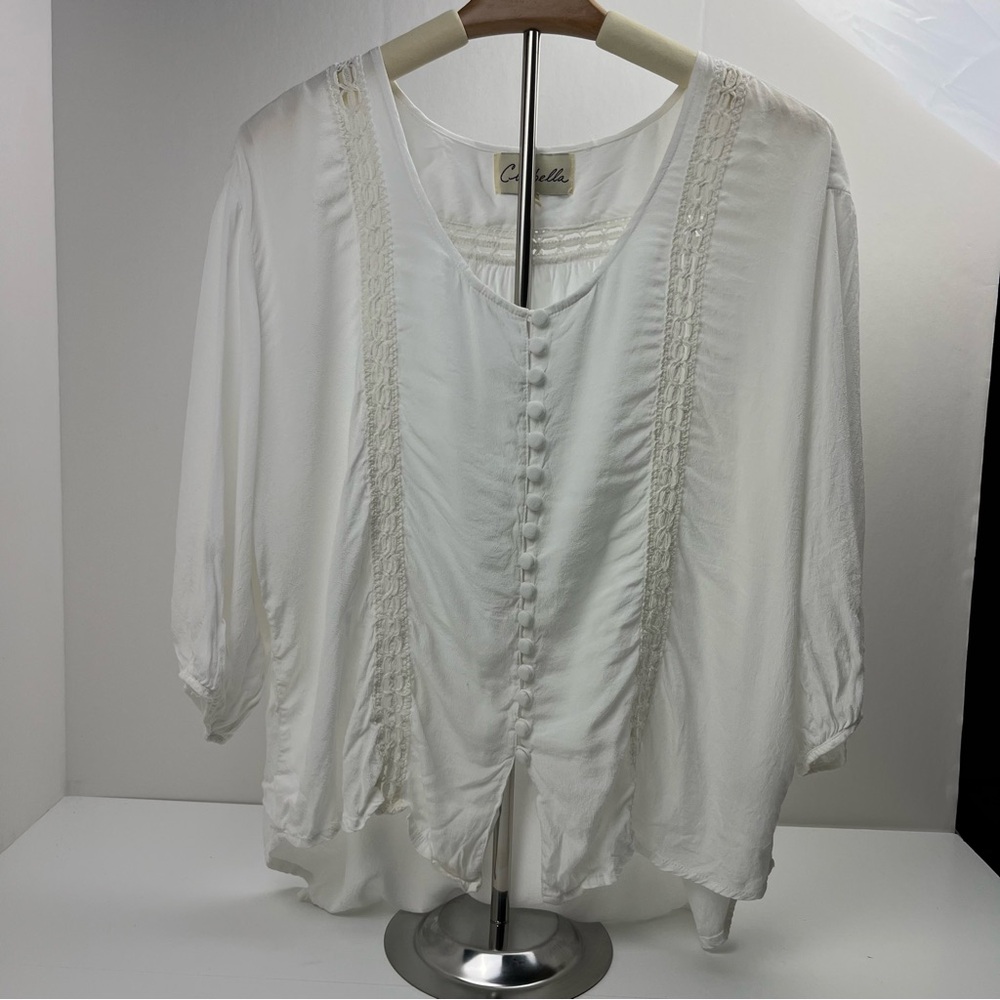 Cleobella Womens White Boho Bohemian Top Size Medium Whimsy Fairy Cottage Blouse